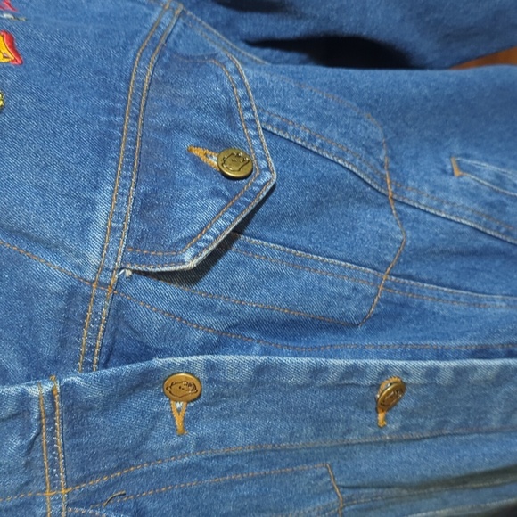 Vtg Disney Winnie The Pooh Denim Trucker Jean Jacket Honeypots Embroidery Sz L - Picture 6 of 11